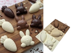 Molde silicona tricolor 3 zanahoria 3 conejos